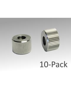 Screw-On Knob, M4 X 0.25P Thd, Stainless Steel, for Fine-Pitch Adjustment Screws, 9mm Dia. (10-Pack)